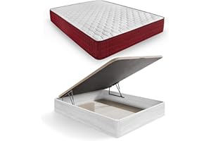 HOGAR24 ES | Pack Colchón Viscoelástico Spring Plus 15 + Canapé Madera Abatible Gran Capacidad | Color Ártico | Medida: 150x190 cm