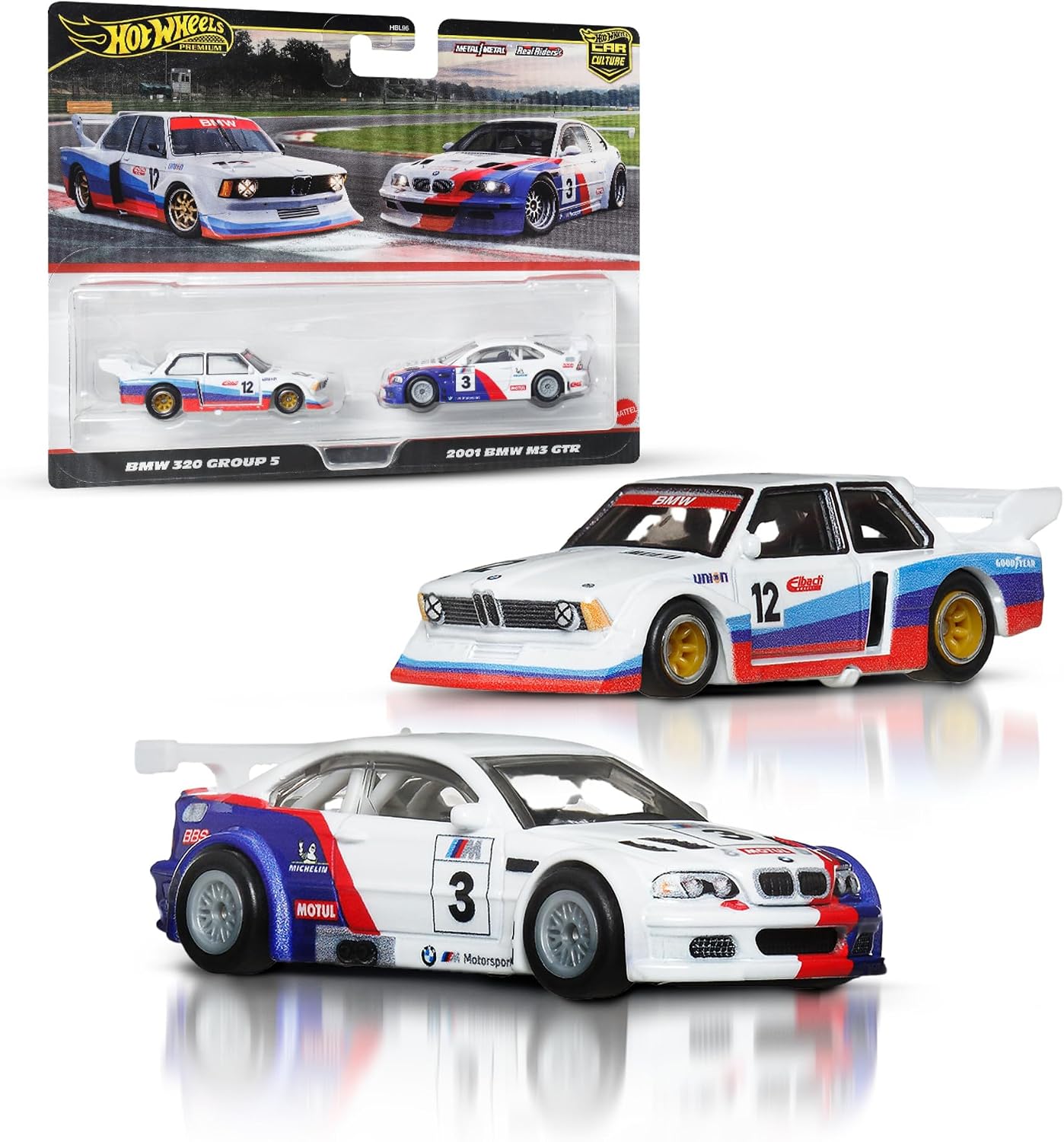 Hot Wheels Premium Car Culture Pack con dos vehículos a escala 1:64, parejas únicas, neumáticos Real Riders, chasis Metal/Metal, juguete para coleccionistas, JBK99