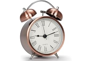 Larkumio Sveglia da Comodino Analogica a Batteria, Orologio Sveglia Vintage Sveglie Silenziosa Piccola Alarm Clock Potente Sveglia Forte Sonno Pesantissimo, Numero Romano