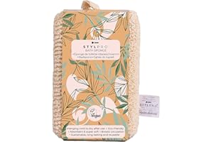 STYLPRO Veganer Badeschwamm – umweltfreundlicher natürlicher Peeling-Duschschwamm für Körper und Gesicht – Bezug aus Bio-Baumwolle und Hanf – weich, wiederverwendbar, langlebig – fördert die