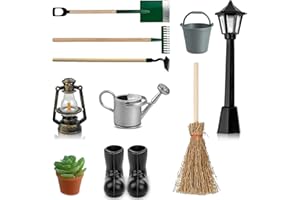 SUAFLNY Miniatur Garten Set, 10 Stück Puppenhaus Zubehör Weihnachten, Miniatur Puppenhaus Gartengeräte, Miniatur Puppenhaus Set Gartengeräte, Mini Ornament Garten Möbel Deko (10 Stück)