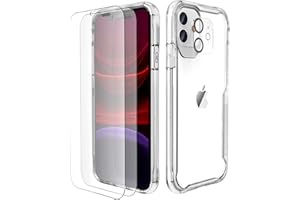ORETECH Funda Transparente para iPhone 11 (6.1"), con [2x Vidrio Cristal Templado y 1x Cámara Protector de Pantalla] Silicona PC Bumper Carcasa Antichoque Anti-Arañazos Caso Case para iPhone 11, Clara