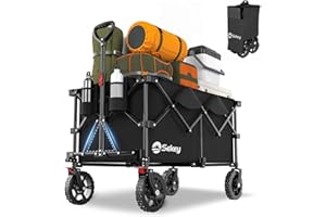 ‎SEKEY Sekey XXL Plus Bollerwagen Faltbar 200L 200KG Tragkraft, Faltbarer Bollerwagen Geländetauglich mit Bremsen, Handwagen Patentiert Klappbar aus Vier Richtungen, XXL-PlusG 4010, Tiefschwarz