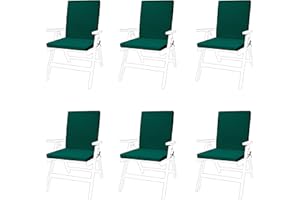 Gardenista Highback Chair Seat Pads | Outdoor Water Resistant Garden Chair Cushions With Backs | Soft and Thick Seat Cushions with Secure Ties | Durable Patio Furniture Cushions (6 Piece, Green)
