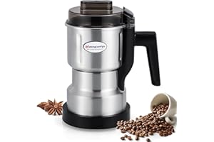 Moongiantgo Mulino Multifunzione per Cereali, Caffè e Spezie (250W 22000RPM, Capacità 200ml, Acciaio Inossidabile, Macinatura Ultra-fine per Cereali, Chicchi, Caffè - con Pennello e Cucchiaio)