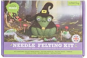 YEUYYBEN Simply Make Needle Felting Kit Halloween Witch Frog, Including Wool, Needles, Tools, for Beginners, Needle Felting Craft Kits, Starter Hobby Craft, Decoration, Gift, Hobbies for Crafty Enthusiasts