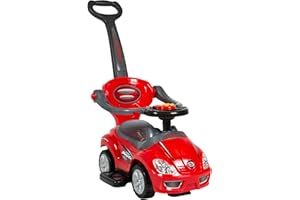 COIL Veicoli per Bambini, Auto Giocattolo, Camminatore, Auto in Plastica, Passeggino, Auto, per Bambini Oltre 12 Mesi - Design 3 in 1 - Macchina Per Bambini a Spinta - Macchine Per Bambini (Rossa)