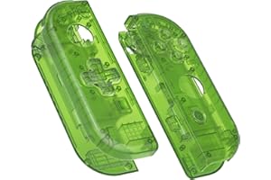 eXtremeRate Transparent Clear Green Joy con Handheld Controller Housing (D-Pad Version) with Full Set Buttons, DIY Replacement Shell Case for Nintendo Switch Joycon & Switch OLED Joy con