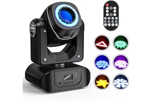 ZONQOONZ 60W Cabeza Movil LED con mando a distancia DMX512 Luces para Discoteca 8 gobos 8 Colores para bodas, fiestas, escenarios, espectáculos