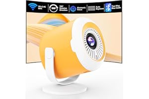 WEPVO Mini proiettore portatile con WiFi e Bluetooth Proiettore cinematografico ruotabile con messa a fuoco elettronica Proiettori LED per home theater Compatibile con phone, TV Stick, laptop, HDMI, USB