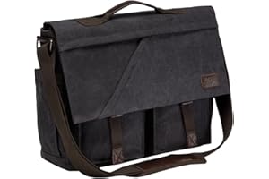 Kasgo Borsa Tracolla Uomo, Borsa Porta PC Donna 15,6 Pollici Grande Impermeabile Borse Spalla 17 Pollici Lavoro Messenger Borsa Insegnante Tela Pelle Ventiquattrore Valigetta per Ufficio