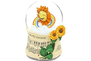 MS. WENNY Sunflower Snow Globe Music Box,Handmade & Hand-Painted, Rotating Sun & Colour-Changing LED Lights,Sentimental Gift for Wife, Girlfriend, Daughter, Mum, Plays “You Are My Sunshine” Tune