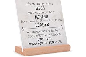 Niyewsor Boss Gifts Desk Decor for Christmas - Best Boss Mentor Leader Gift From Employee Coworkers, Team Leader Gifts for Christmas Birthday Retirement, Thank You Gifts Plaque with Wooden Stand