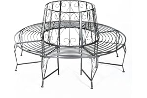 ‎OUTSUNNY Outsunny Baumbank Rundbank 360° Gartenbank Sitzbank Baum Bank Metall ∅160cm