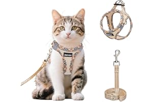 Zelvian Cat Harness and Lead Set for Outdoor Walking, Escape Proof Cat Harnesses with Dual D-Rings and Safe Leash, Soft Adjustable Reflective Mesh Kitten Harness for Small Cat & Puppy (Beige, XS)