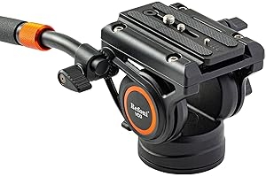Refoni VD3 Testa Video, Testa Fluida per Treppiedi con una base piatta di 75 mm e Braccio Regolabile per Videocamere, Fotocamere DSLR e Treppiede, Con un carico massimo di 6 kg