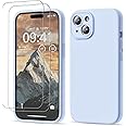 GOODVISH 3 in 1 Designed for iPhone 15 Case Premium Silicone 6.1" (2023)| Upgraded Camera Protection, 2 Pack Screen Protector, Shockproof Anti-Scratch Gel Rubber Slim Phone Case Cover, Blue Gray