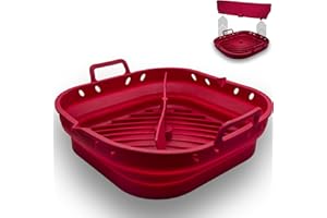 CHEFECT Molde Silicona Freidora de Aire, Bandeja Silicona Air Fryer para COSORI Cecotec 5,5L, 6L, Reutilizable Recipientes Cuadrado Cesta Utensilios Accesorios para Freidora de Aire, Microondas