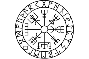 ‎SAMUNSHI Samunshi® Wandtattoo Vegvisir mit Runen C Wandaufkleber Wandsticker Aufkleber 70 x 70cm schwarz