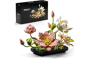 Nifeliz Set da costruzione di fiori di loto per adulti, Modelli di piante per decorazioni da tavolo o ufficio, Regalo per gli amanti delle piante e gli appassionati di giardino (506 pezzi, NF10334)