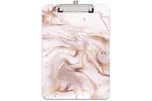 Hnogri portapapeles con pinza a4, diseno de moda portapapele de plastico rígido, Clipboard A4 Carpetas y tableros con pinza, para material de oficina escolar, Línea rosa