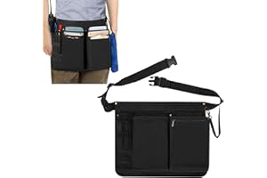 Rexmica Half Apron with Multiple Pockets, Server Apron Waitress Apron with Adjustable Belt for Waitress, Waiter, Women Men Server, Waist Apron for Restaurant, Bistro, Kitchen, Black