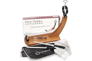 Support à Jambon + Couteau + Fusil à Aiguiser + Couvre Jambon + Torchon + Pinces - Jamonprive