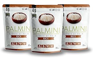PALMINI Arroz - Palmito – Bajo en calorías – Bajo en carbohidratos – Keto - Vegano – Libre de OGM – Libre de Gluten – Sin azúcar – 338g | (Pack de 3 unidades)