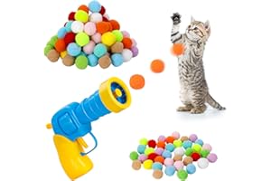 Zuimei Interactive Cat Ball Launcher, Cat Balls Toys Launcher with 100pcs Soft Plush Balls Silent Ball Shooting Toy Funny Interactive Cats Toys for Indoor Cats Training Exercise Playing