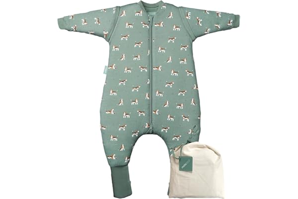 molis&co. Pijama Manta con Mangas Desmontables, Calcetines Antideslizantes, TOG 2.5 Estampado Beagle, Algodón 100%, Oeko-Tex 100 Certificado, 2 años