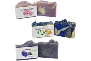BEE ZERO WASTE Handmade Natural Soap Bar Set | UK Artisan Cold Processed Vegan Soaps | Organic, Cruelty-Free, Palm Oil-Free | Essential Oil Scented | Floral, Herbal & Citrus Soap Gift Set (Floral)
