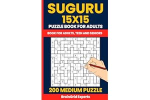Suguru Puzzle Book for Adults - 200 Medium 15x15 Number Blocks Puzzles (Tectonic / Cell Blocks): Challenging Logic Puzzle Book with 15x15 Suguru Grids ... for Brain Exercise | 2 Puzzles per Page