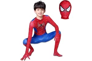 Cucudy spiderman Costumes for Kids, Super Cosplay Bodysuit Jumpsuit Spandex 3D Suit for Fancy Dress Movie Role Cosplay Halloween Party
