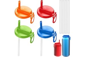 GIUSOBG Tapas de para latas con Pajitas 4 Pzs Tapa para Latas de Refresco Fundas Reutilizables y Portátiles Tapas latas con Pajita aptas de bebidas con pajita para latas de 2,24" (Colores puros)