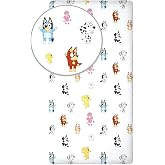 Fitted Sheet Bluey White 100% Soft Cotton | Sheet for Single Bed with Elastic Corners 90 x 200 + 25 cm | Official Bluey Child