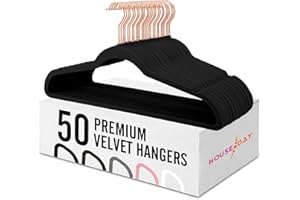 HOUSE DAY 50 pièces cintres en velours noir, cintres pour pantalons peu encombrants, cintres pour costumes, cintres fins antidérapants, crochet rotatif à 360°, cintres en velours pour robes - noir