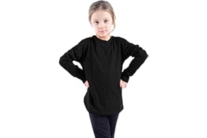 GW CLASSY OUTFIT Kids Girls Boys Plain Long Sleeve Crew T-Shirts Basic Top School Kids T-Shirt Tops Crew Neck Uniform Jumper UK Size