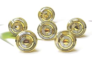 ARTISNO Pomello per cassettiera in madreperla, color oro, stile contemporaneo, manopole e tiranti in ottone, per credenze della cucina, porte in vetro, armadio e cassetti (design 2), set da 6