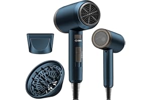 ‎CONFU Ionen Föhn mit Diffusor, 21,000 rpm Schnelltrocknender Haartrockner für Locken,Kompakter Negative Ionen Fön, 3 Temperaturstufen und unendliche Geschwindigkeit,Tragbar Föhn für Hause, Reisen, Salon
