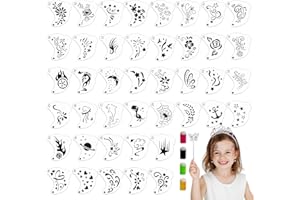 GEVECORI Pochoir Maquillage Enfant, 42 Pcs Réutilisables Peinture Visage Enfant pour Visage et Corps avec 4 Éponges,Tatouage Kit de Peinture pour Carnaval Anniversaires Halloween Noël