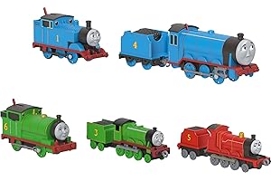 THOMAS & FRIENDS Fisher-Price Thomas et Ses Amis Coffret avec 2 Grandes locomotives en métal moulé et 3 locomotives motorisées avec Personnages emblématiques, Tapis de Jeu Inclus, JHF10