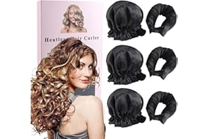 Yeria 3 sztuki wałków do loków bez wysokiej temperatury, Heatless Curls Hat Loki na noc, wałki do loków na noc, bez ciepła (brązowe) (czarne, 3 sztuki)