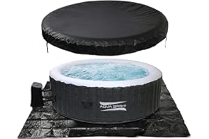OLSEN & SMITH Aqua Spirit 4 to 6 Person Inflatable Quick Heating Indoor & Outdoor Round Bubble Hot Tub Spa with Cover & Ground Sheet, Up to 6 Persons, Rattan Effect