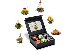 Creano 6 tea flowers in noble magnetic box with silver embossing