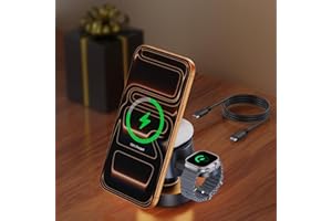 iVANKY Ładowarka bezprzewodowa 4 w 1 iPhone'a 17 Stacja ładująca z lampką nocną, 3 w 1 15 W Podróżna podstawka ładowarki Mag-Safe iPhone'a 17/16/15/14, Apple iWatch, Airpods