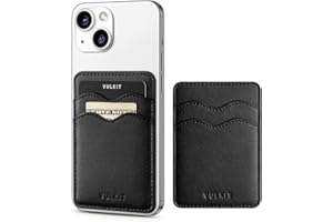 VULKIT Card Holder for Phone Slim Leather Adhesive Card Holders for Men or Women RFID Blocking Credit Card Holder Stick on Smartphone (Black)