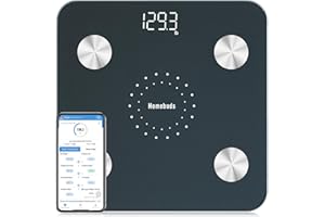 Homebuds Bascula de Baño Digital, Alta Precisión Asegurado por Báscula Grasa Corporal Professional Factory DESDE 2001, sincronización de App 13 composición corporal, 180kg, LED, Azul
