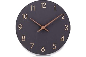 NESIFEE Orologio da Parete Silenzioso, 30CM Orologio da Parete Moderno, Orologio da Muro Cucina Con Movimento al Quarzo, per Soggiorno, Camera da Letto, Cucina, Nero