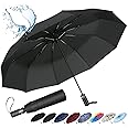 inaWarm Travel Umbrella, Strong Large Umbrellas Automatic Open Close, Folding Umbrella with 10 Ribs and Teflon Coating, Portable Umbrella Rain Resistant for Men Women