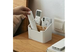 KWEIUGFI Organiseur de Bureau en Bois - Multifonctionnel Porte-Stylo en Bois Rangement de Bureau Support de Télécommande - En bambou - Avec compartiments amovibles, pour Maison, Blanc